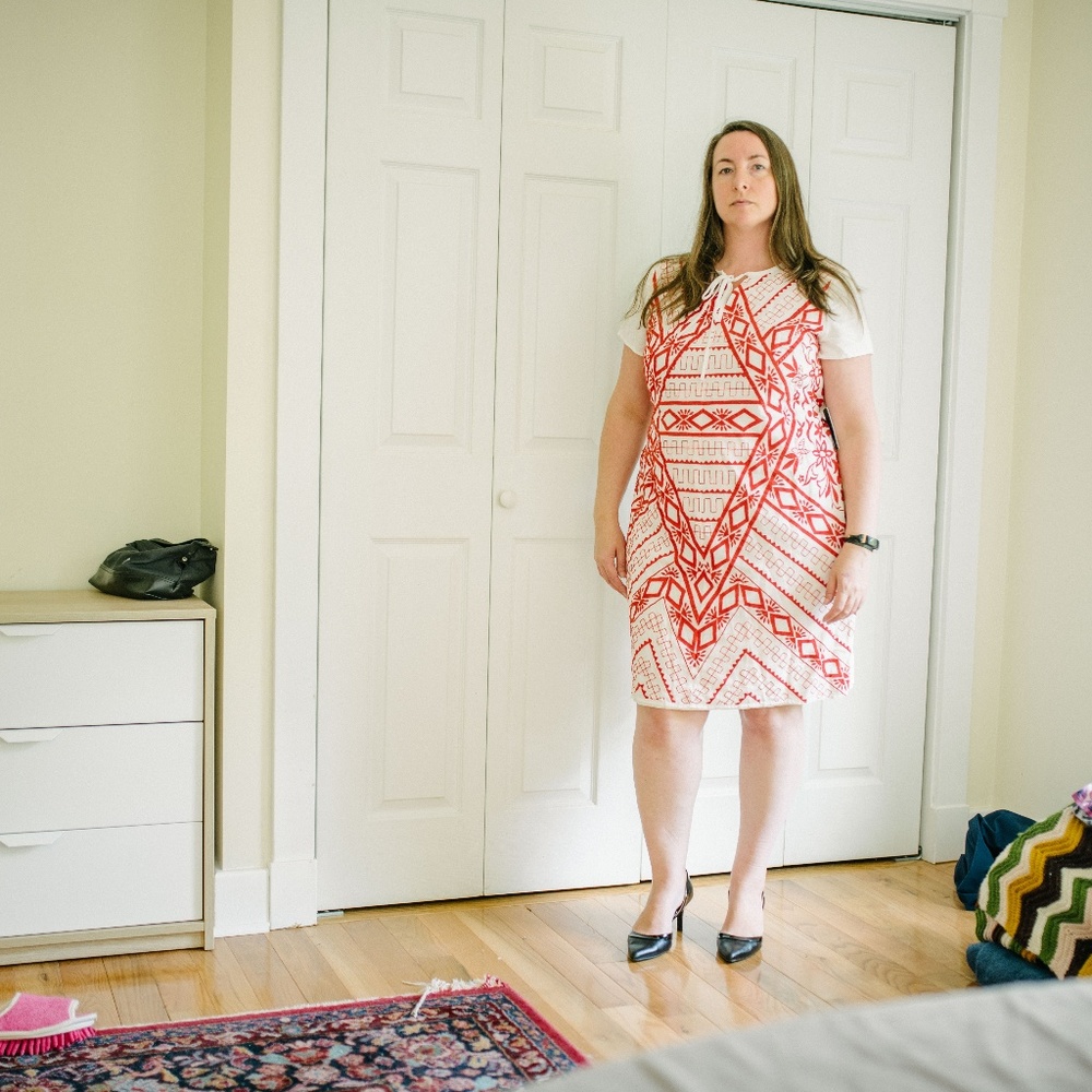 Eloquii White Cotton with Red Embroidery Dress